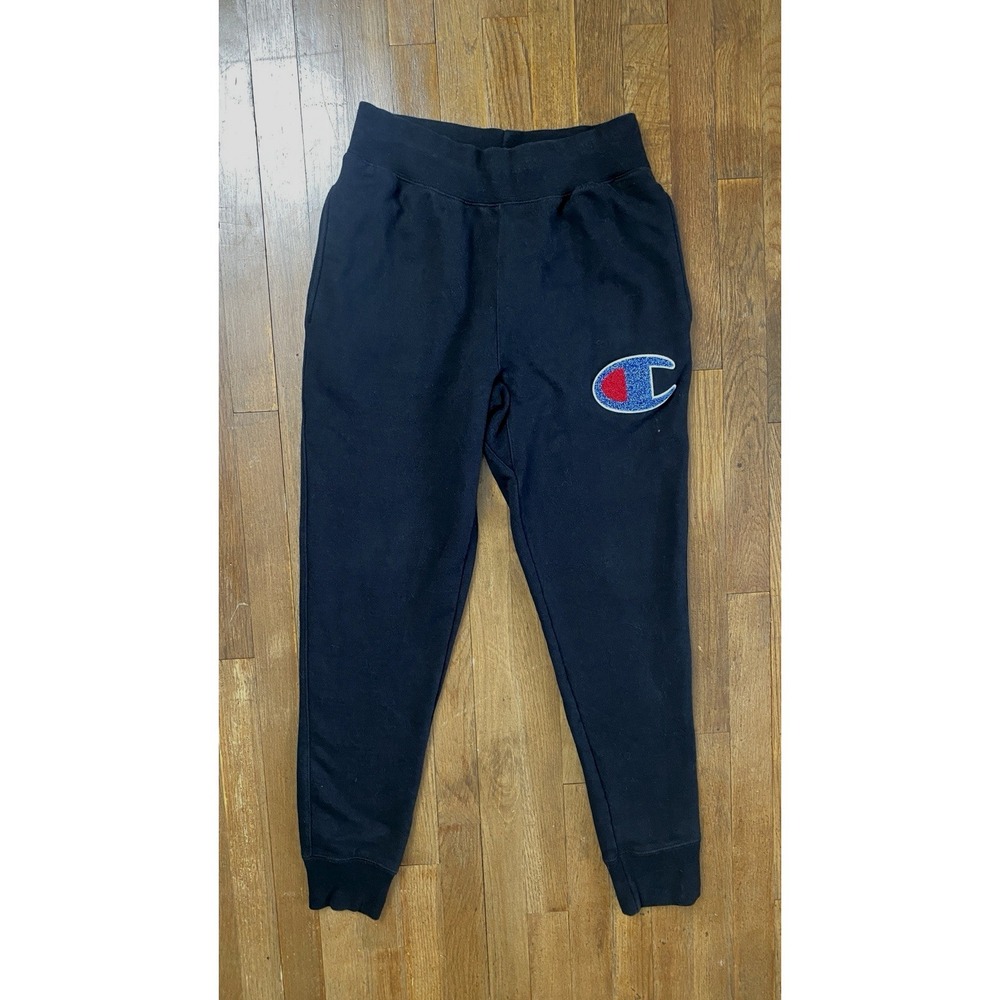 Champion Mens Authentic Reverse Weave Black Sweatpants Size Medium "C" Logo